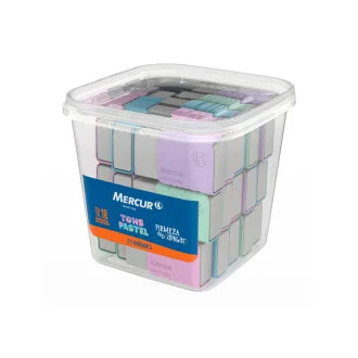 Borracha Escolar Mercur C/Capa Pastel C24