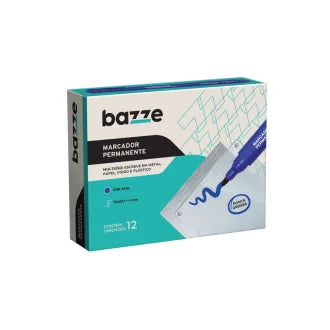 Marcador Pincel Permanente Azul Bazze