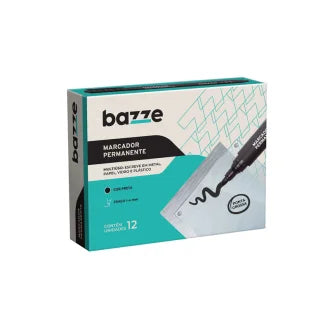 Marcador Pincel Permanente Preto Bazze