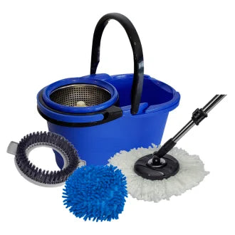 Balde Escorredor Mop C/Vassoura 16L Cesto Aço Inox Perfect