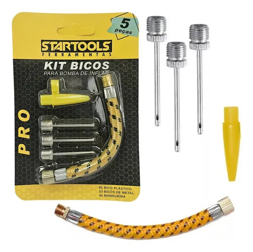 Kit Bicos Agulha Para Encher Bola Boia Rosqueável Universal